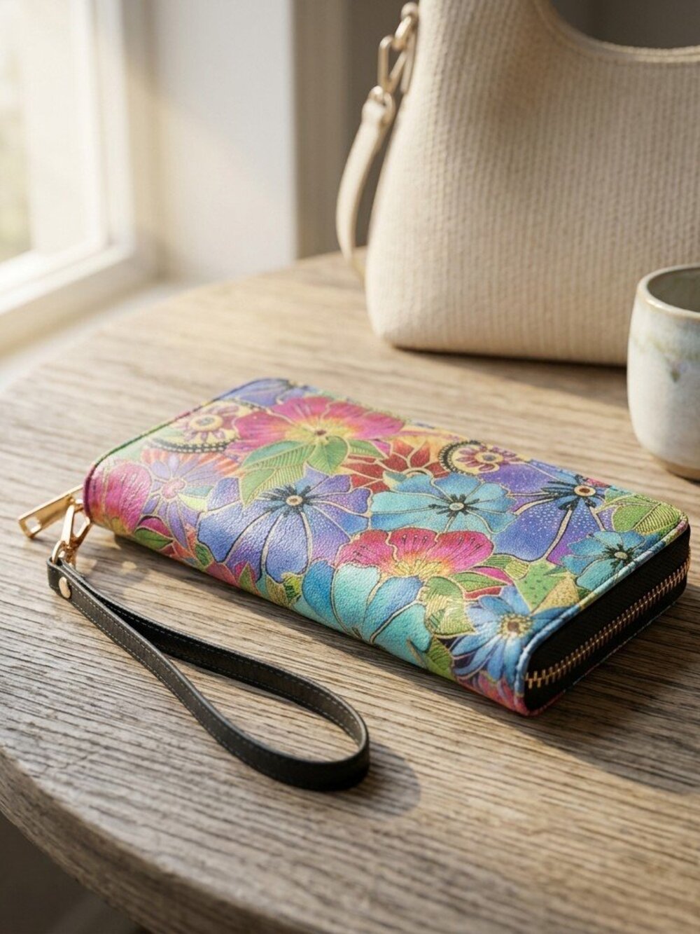 Laurel Burch Blossoming Floral Bloom Zip Wallet